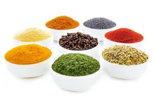 Spices, Haldi, Garam Masala, Black Pepper, Garlic Powder, Thyme, Cinnamon, Oregano, Rosemary,